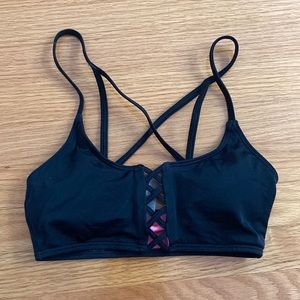 Strappy black Bikini Top crisscross lace up